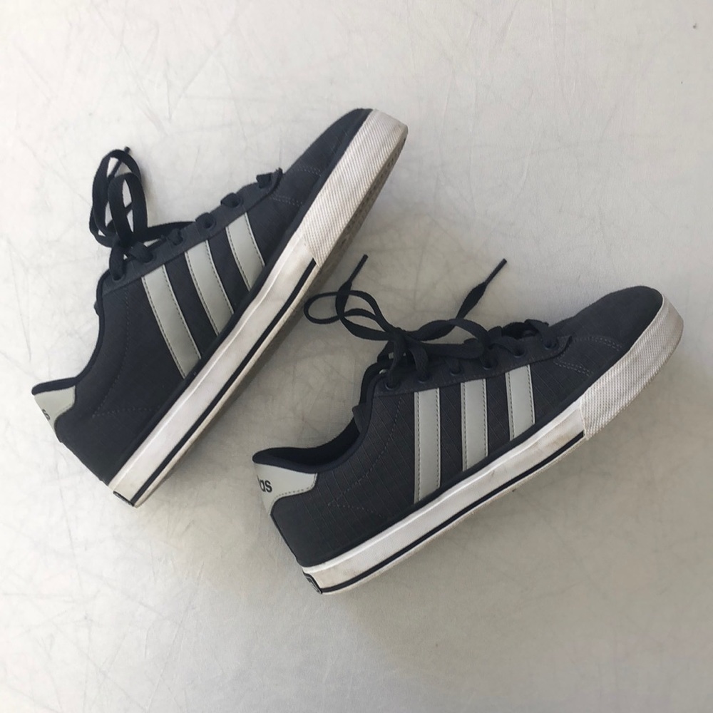 Navy blue & grey Adidas trainers, size 7 (boys)